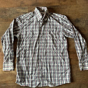 Men's Onward Reserve Casual Button Down Shirt S White Blue Plaid